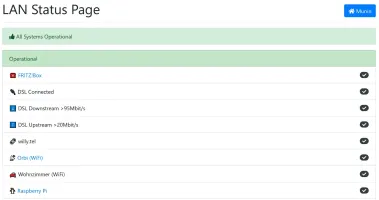 Main status page showing service checks
