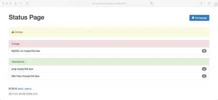 Status page showing service outages