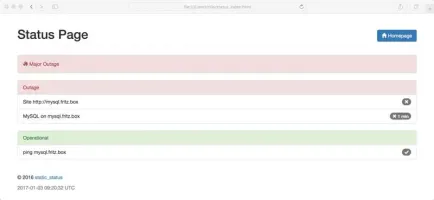 Status page showing major outage