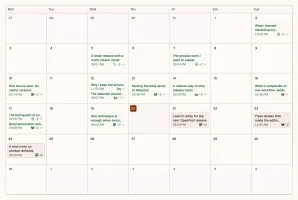 OpenPost calendar showing scheduled posts across channels