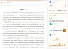 Public story page with sharing link and readership chart