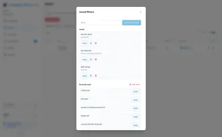 Saved and recently used filters