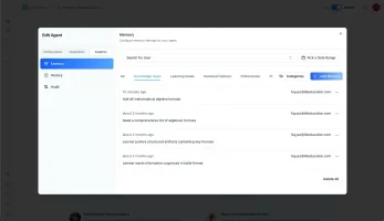 Memory settings for knowledge gaps, learning goals, and preferences