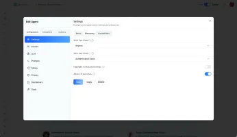Agent discovery with visibility, access permissions, and LTI