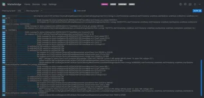 Logs page with real-time log output