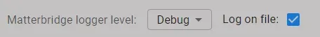 Debug logging settings