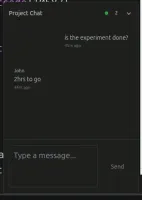 Collaborators using the chat panel to discuss progress