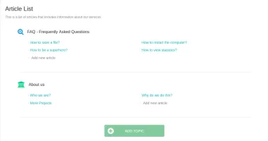 Articles and topics list