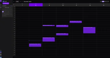 Kurrier Calendar web UI in dark mode