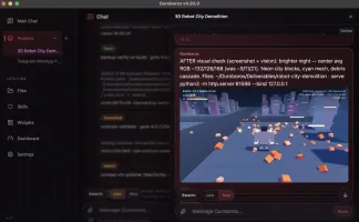 Project room where Ouroboros built a 3D game, verified it with a screenshot, and served it locally