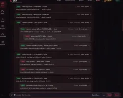 Live subagent swarm inside the Ouroboros desktop chat showing nested planner, builder, and researcher tasks