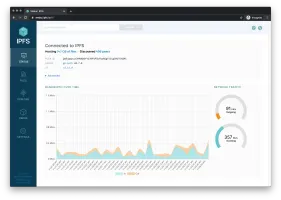 Status page showing node connection status, peer count, bandwidth, and repo stats