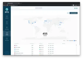 Peers page showing connected peers on a world map