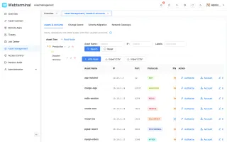 Asset center showing managed assets, accounts, rotation policies and gateways