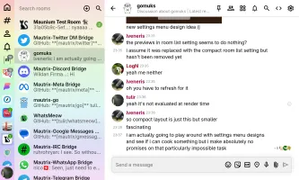 gomuks web frontend preview showing chat interface