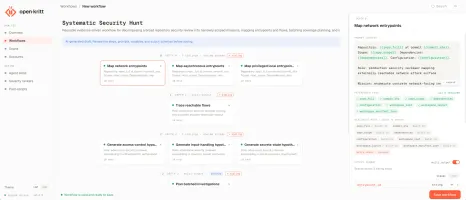 open·kritt workflow builder UI