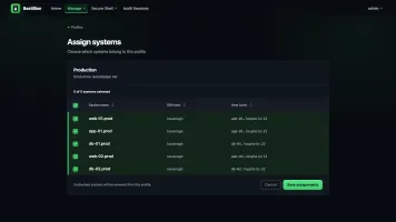 Assign systems to profiles for access control