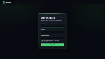 Login screen with username, password, and optional OTP